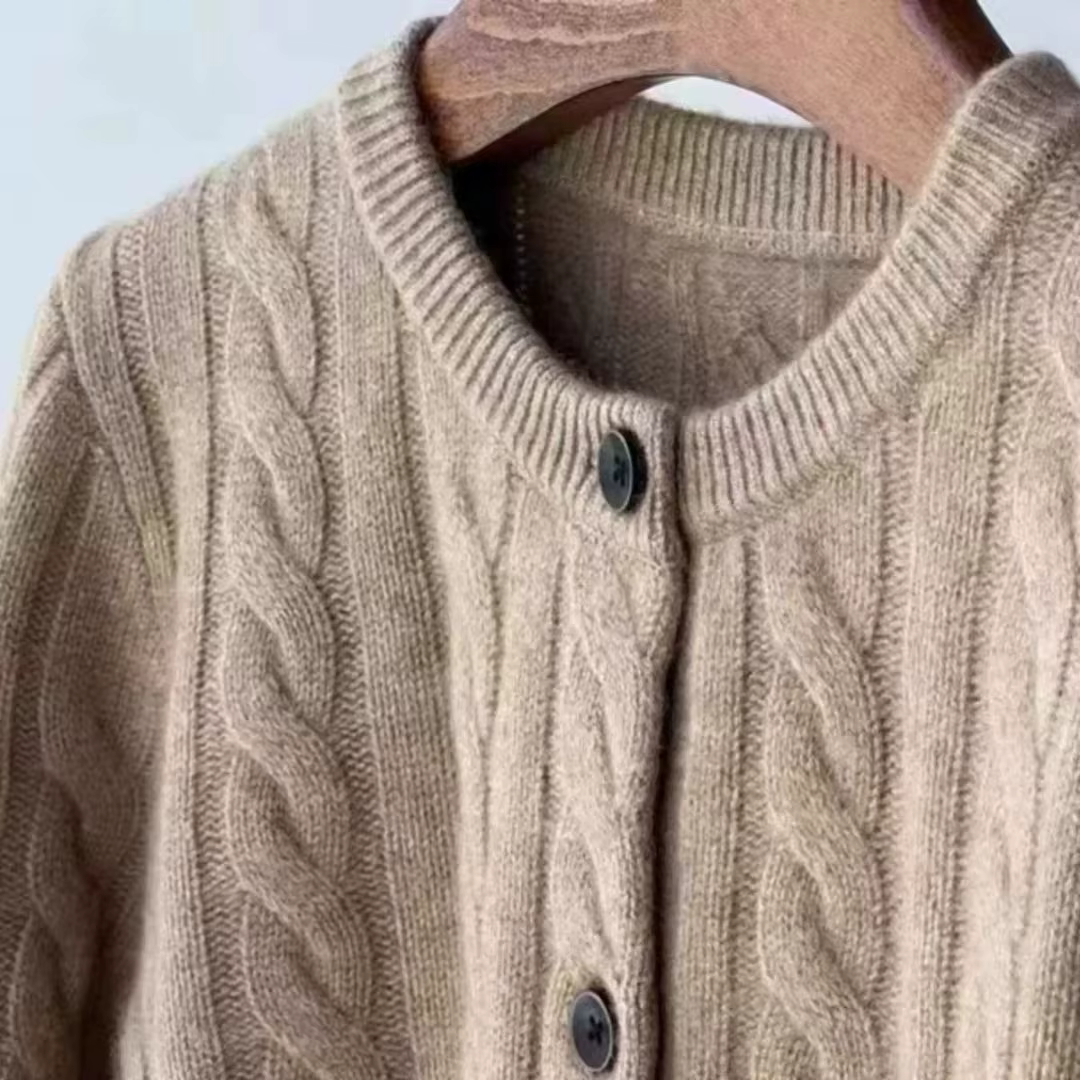WinvyNee femmes laine mérinos Cardigans pull solide col rond torsion décontracté tricoté hauts hiver