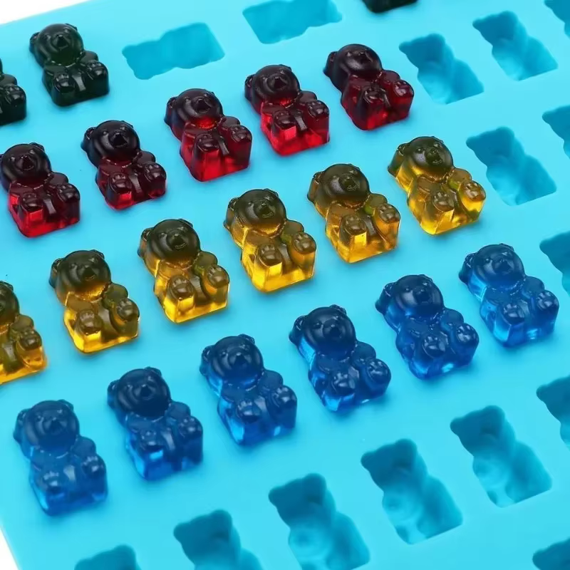 Moule ours gommeux en Silicone, 50 grilles, mignon ours, gelée, avec compte-gouttes, bonbons, chocol