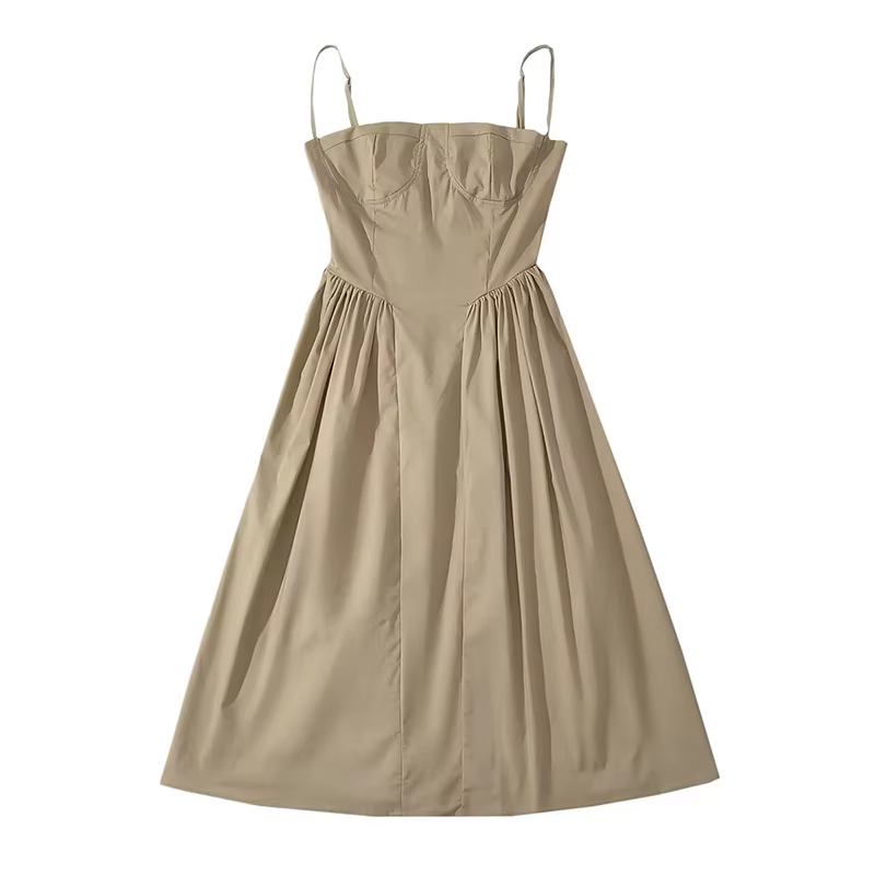 YENKYE-Robe mi-longue sexy pour femme, style corset, taille basse, épissée, froncée, plissée, balanç