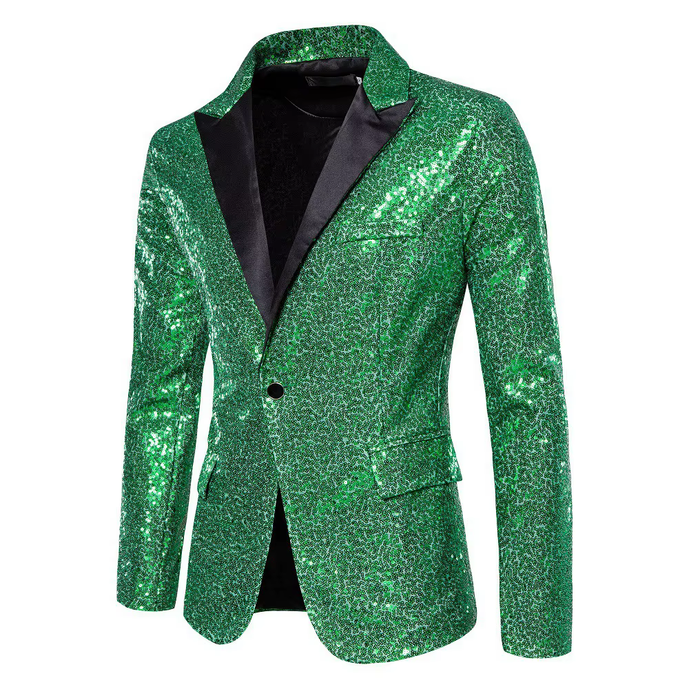 Costume de Performance pour hommes, tenue de discothèque, taille européenne, orné de paillettes, jam