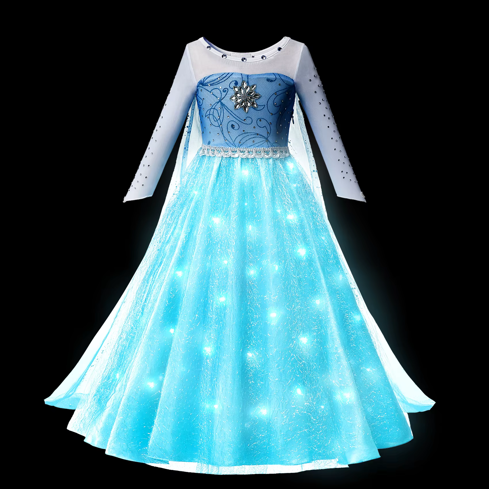 Robe de princesse Elsa Anna pour filles, avec lumière LED, Costume pour enfants, vêtements de fête C