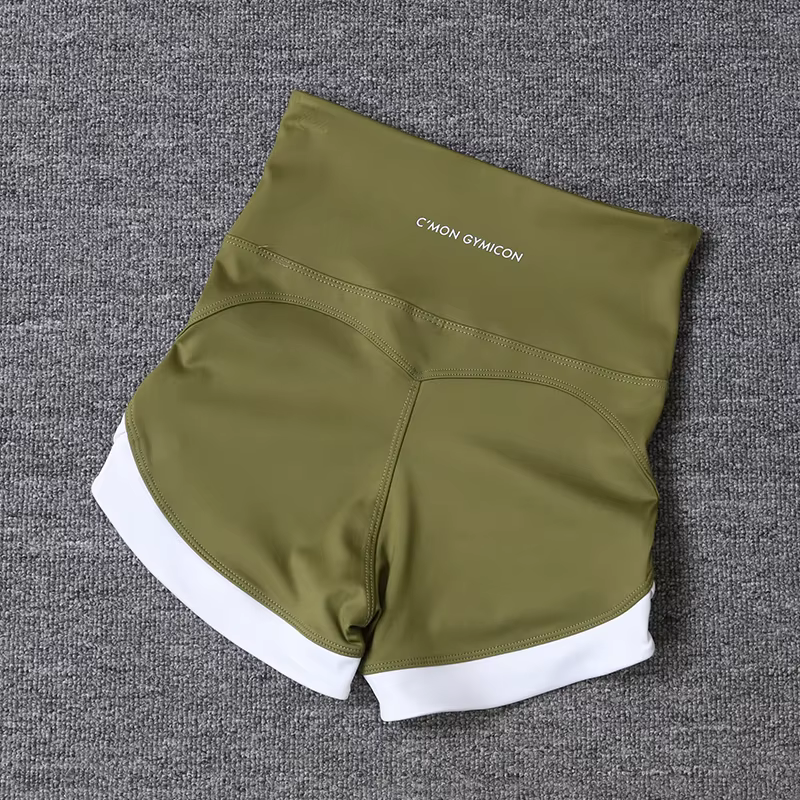 Short de sport taille haute pour les abonnés aux documents, pantalon de yoga serré, élastique, pêche