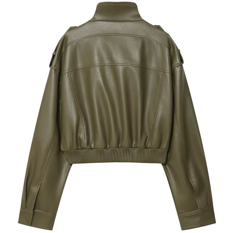 Veste femme veste simili cuir vert femme Demi-saison veste d'extérieur femme automne nouveau dans ma
