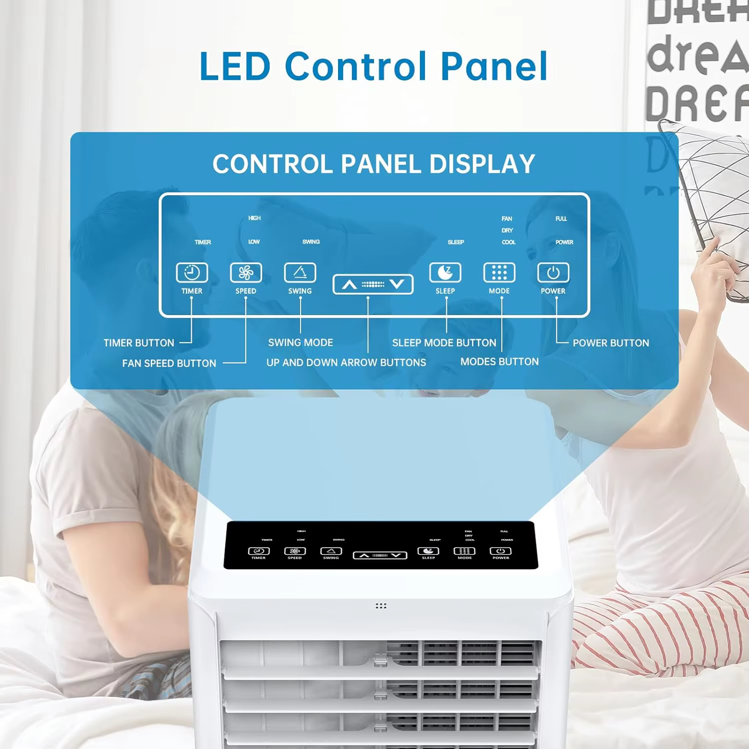 Climatiseurs portables 8000 BTU avec déshumidificateur, ventilateur, télécommande, minuterie 24 heur