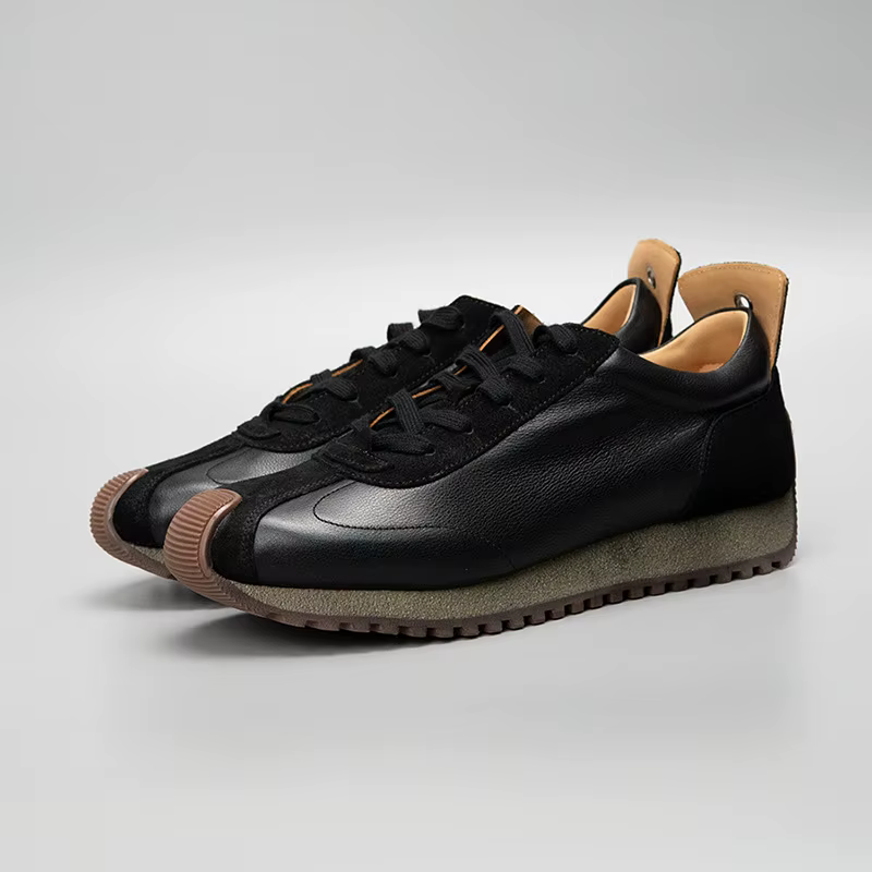 Chaussures basses à semelle épaisse, baskets en cuir de vachette premium, chaussures rétro pour homm