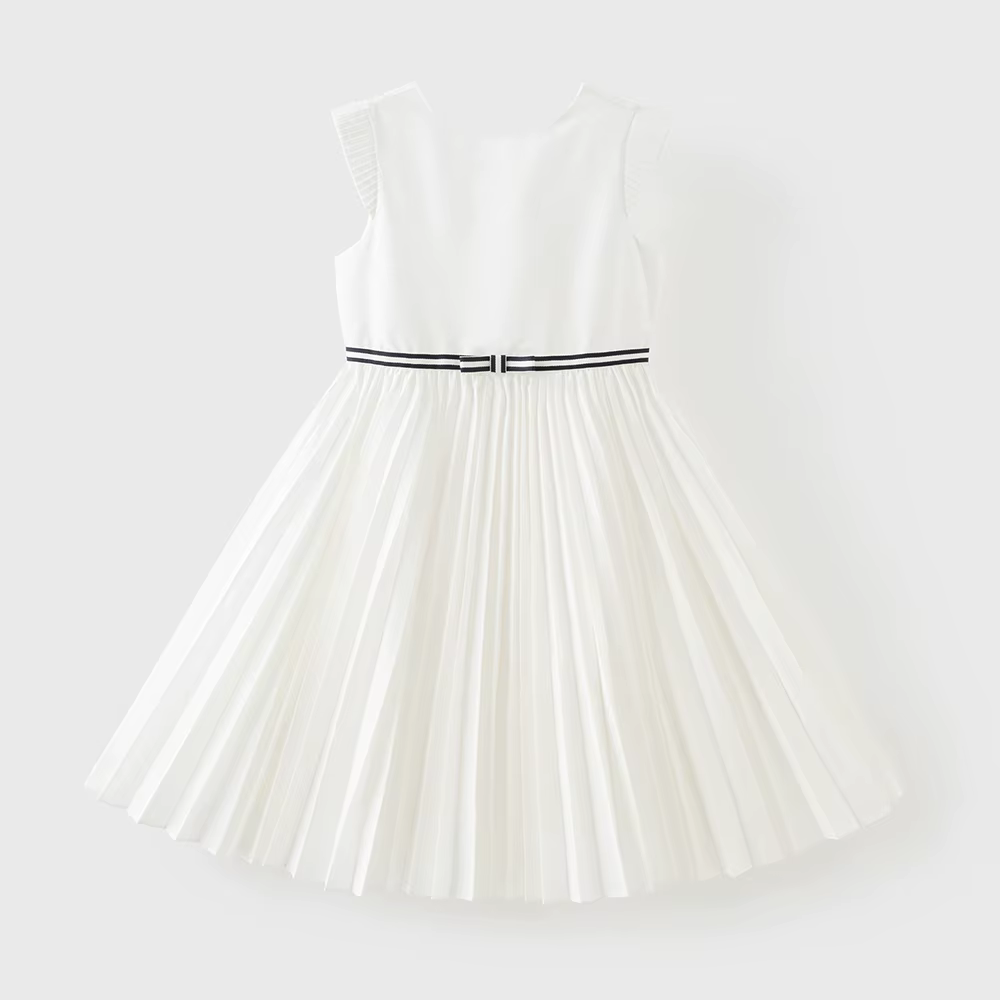 Robes de princesse d'été blanches pour filles Dave Bella, robes plissées sans manches pour enfants, 