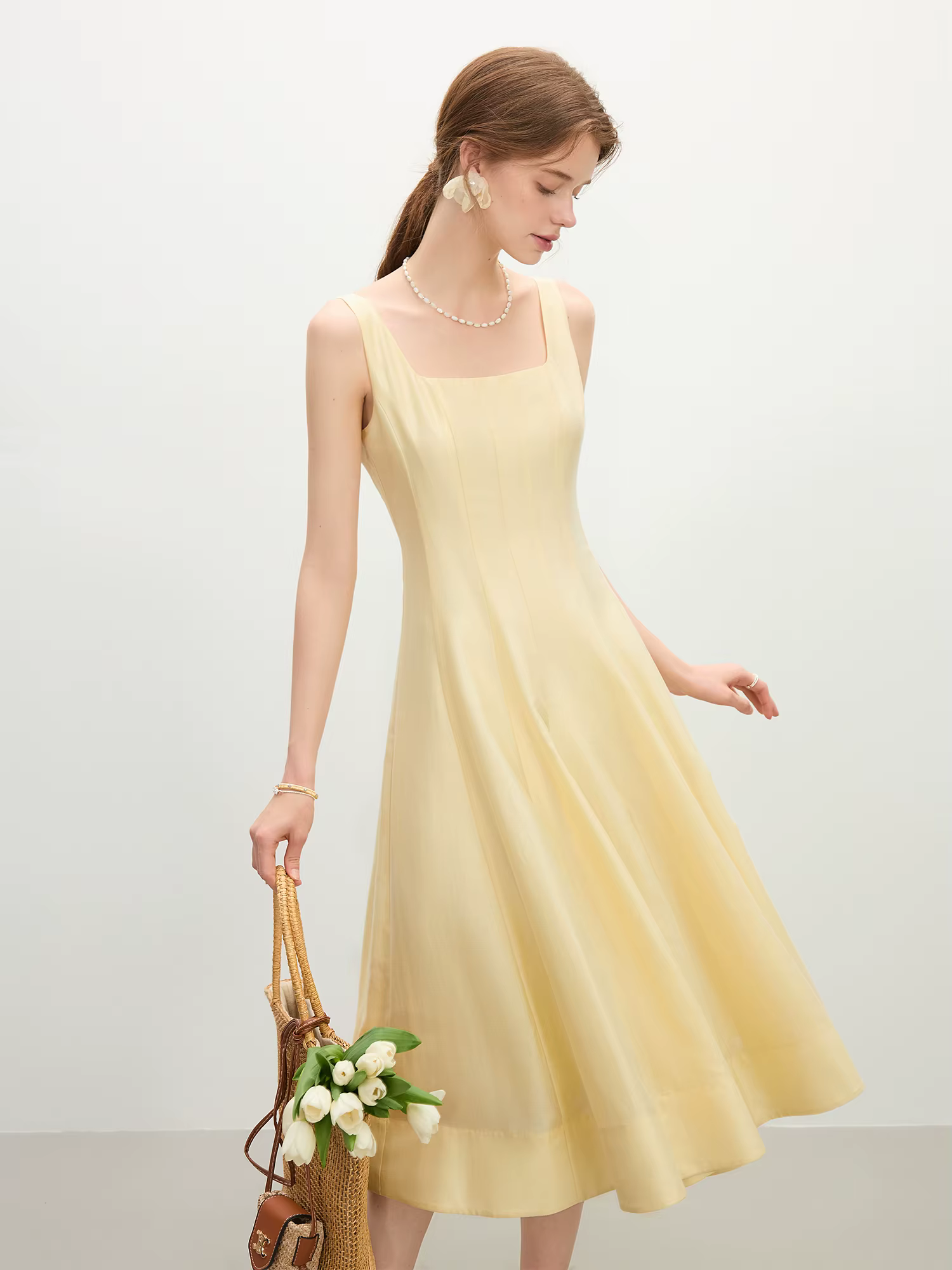 FSLE – robe sans manches pour femmes, coupe tridimensionnelle, taille haute, amincissante, à bretell