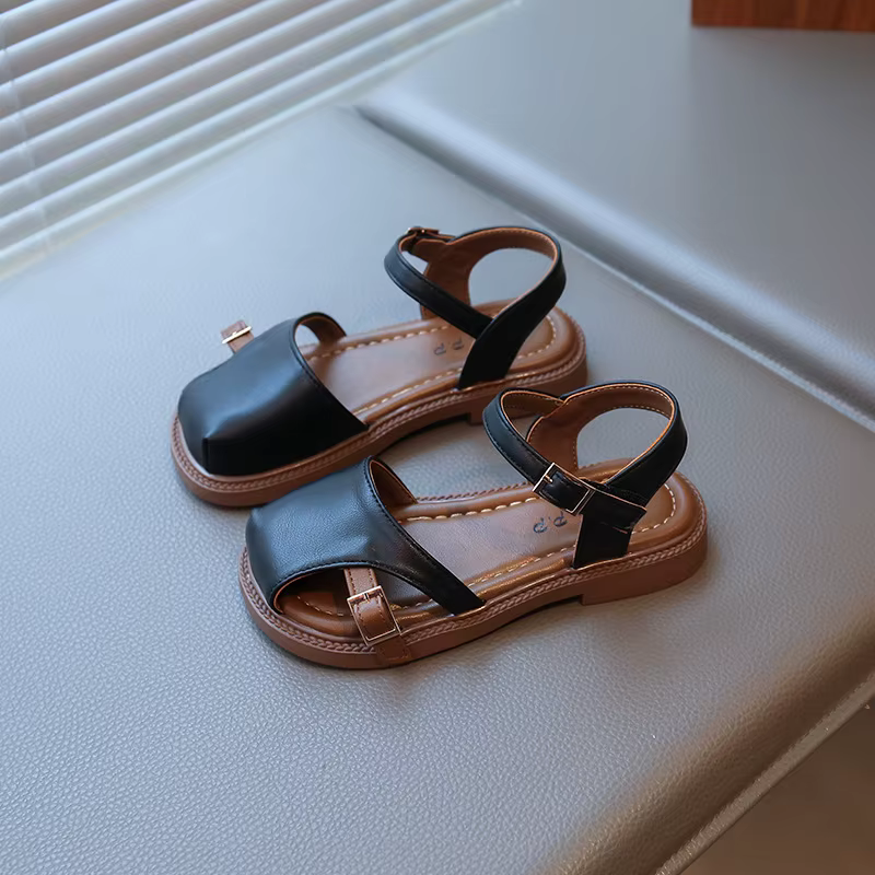 Nouvelles sandales plates élégantes pour enfants, collection été 2026, style princesse, à semelle so
