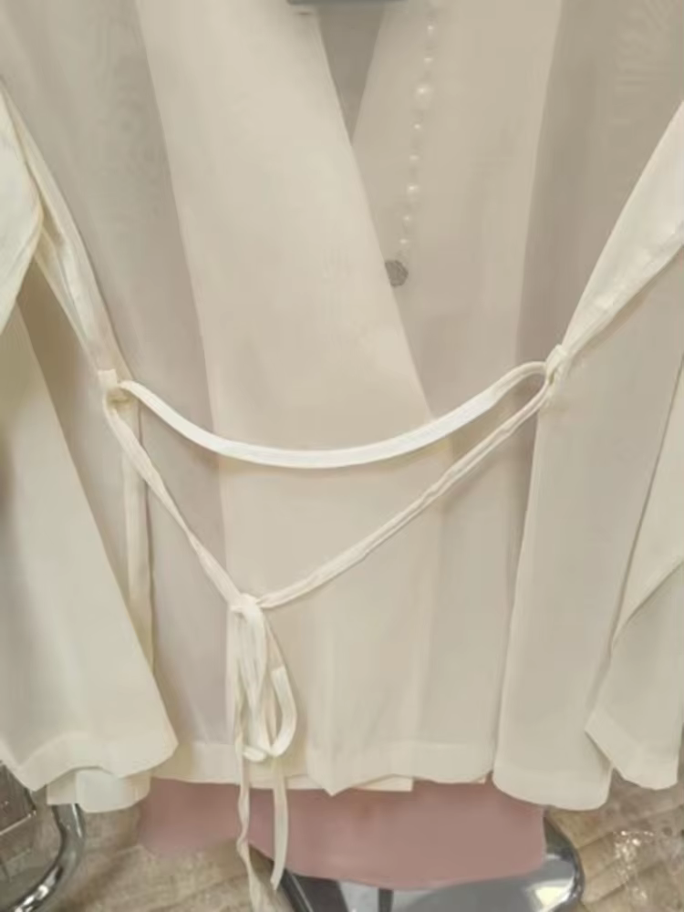 Blazers de bureau à lacets pour femmes, crème solaire, tempérament chic défini, doux, pur, cranté, m