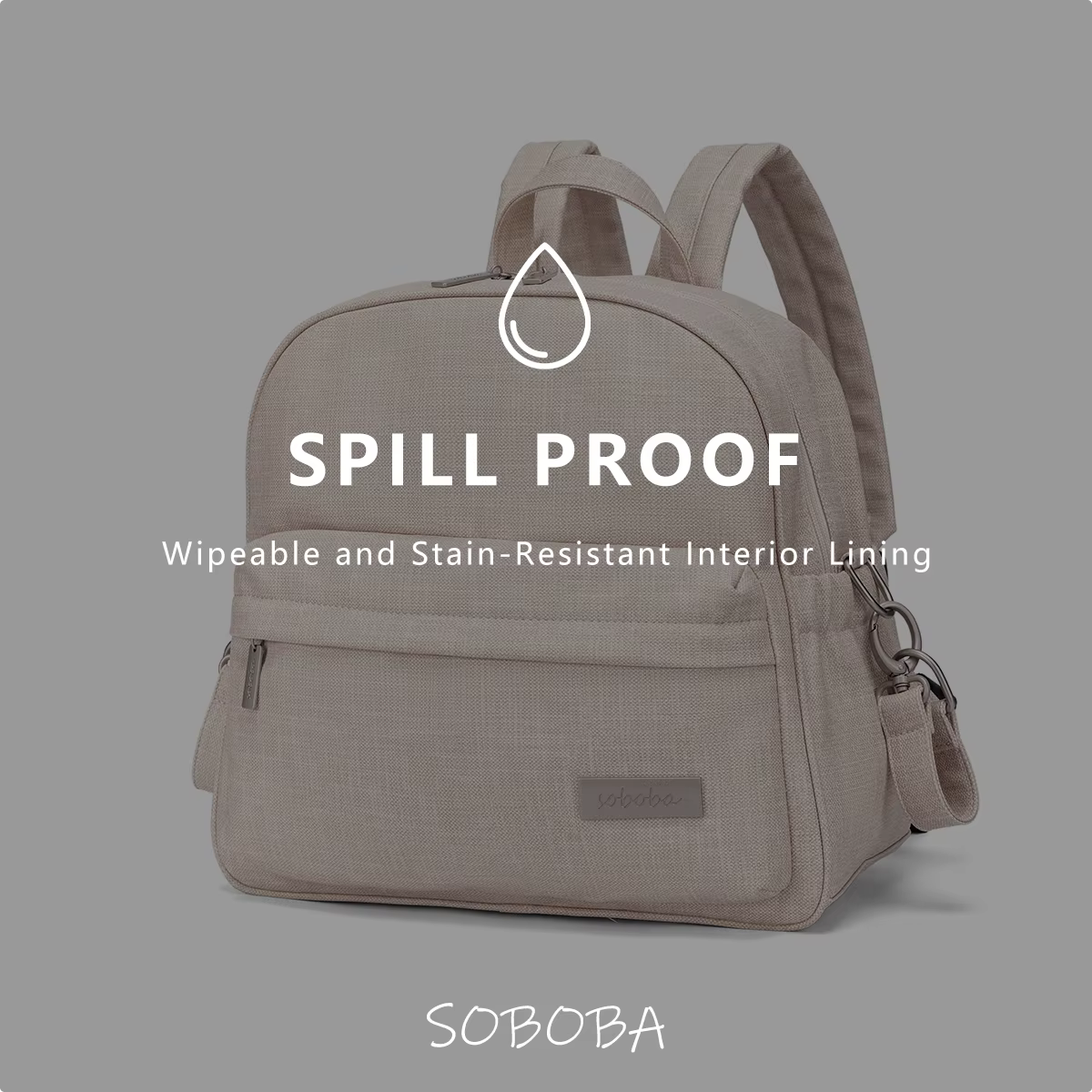 Soboba élégant sac à dos à couches pour femmes solide mode imperméable grande capacité multi-fonctio
