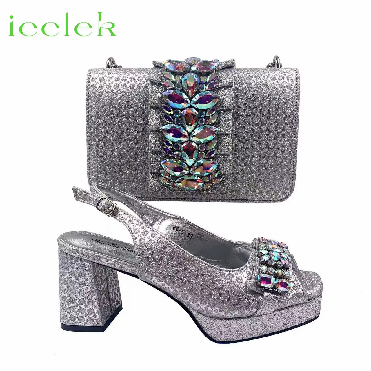 Ensemble de chaussures et de sacs assortis pour femmes, tissus synthétiques spéciaux au Design itali