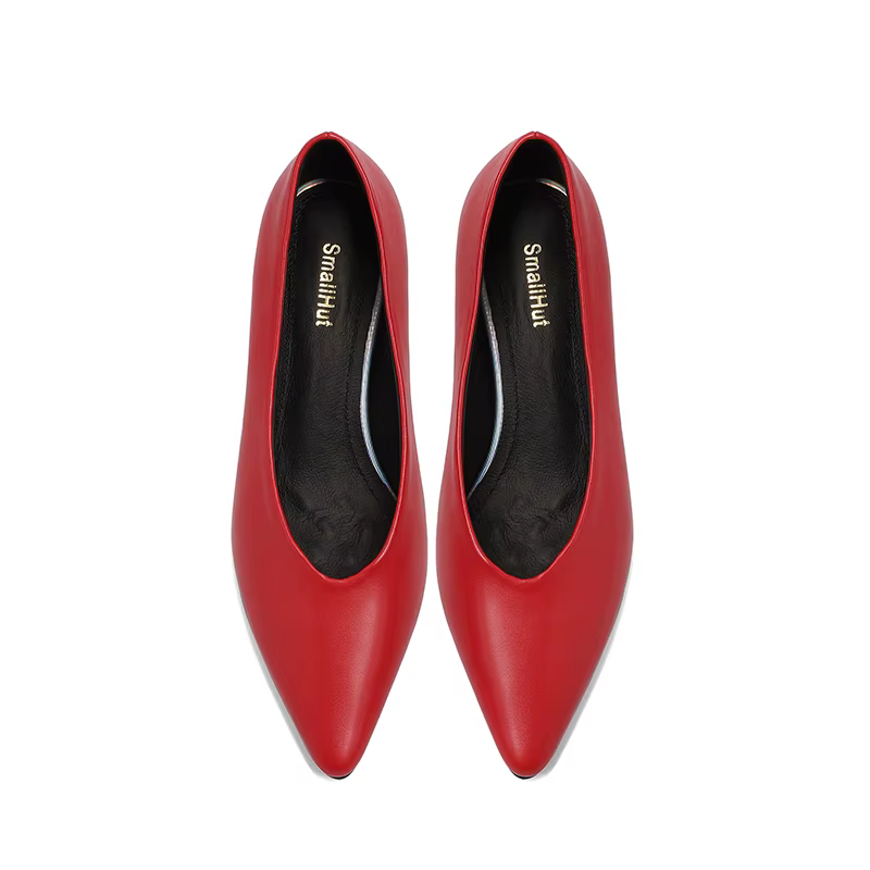 Escarpins tendance en croûte de cuir pour femmes, chaussures de bureau Sexy, rouge clair-jaune, bout