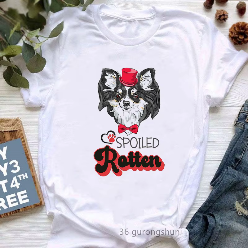 T-Shirt blanc pour Femme, avec un graphique imprimé, Chihuahua, Harajuku, Kawaii