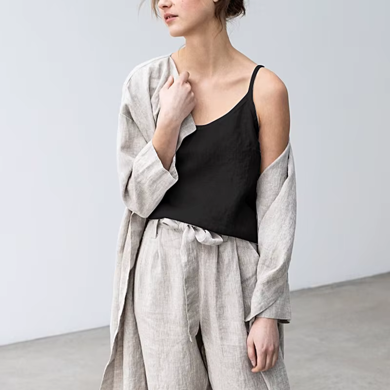 Haut en lin de coton vintage pour femmes, haut féminin, haut féminin cuasal pour filles, caraco fémi