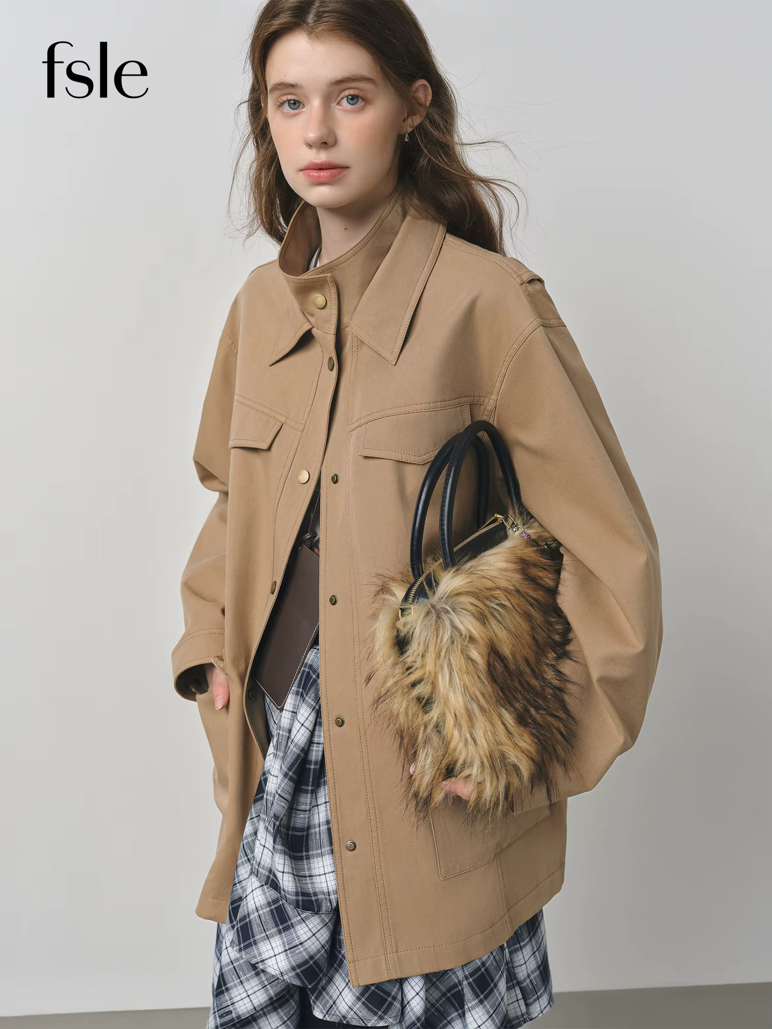 FSLE 2025 nouveau automne femmes Vintage Baren Style veste de travail surdimensionné revers manteau 