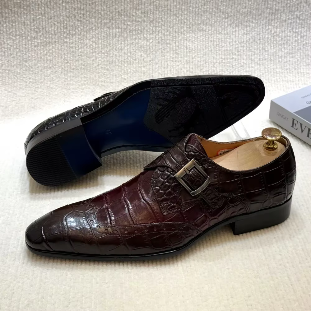 FELIX CHU mocassins formels à enfiler en cuir véritable pour hommes, chaussures de robe de mariée ri