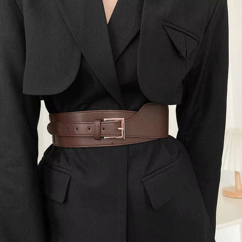 1 pièces ceinture femmes Ins vent polyvalent Version coréenne robe noire taille large Cincher femmes