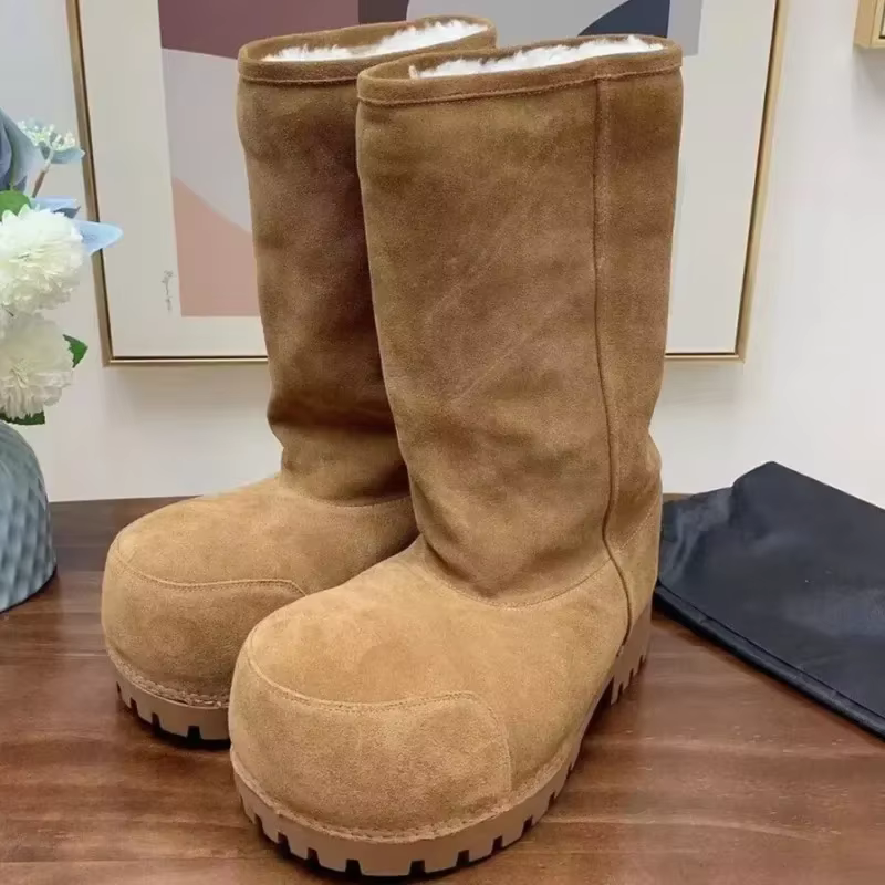 Careaymade-Style d'hiver moche mignon grosse tête bottes de neige pain bottes hommes femmes fond épa