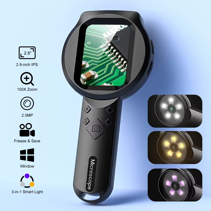 Microscope numérique LED loupe vidéo grossissement 100X écran IPS 2.8 ''avec caméra 2.0MP pour répar