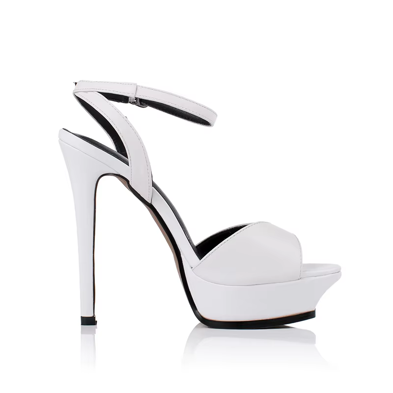Arden Furtado 2025 été blanc peau de vache plate-forme Peep toe chaussure chaussures de mariage bout