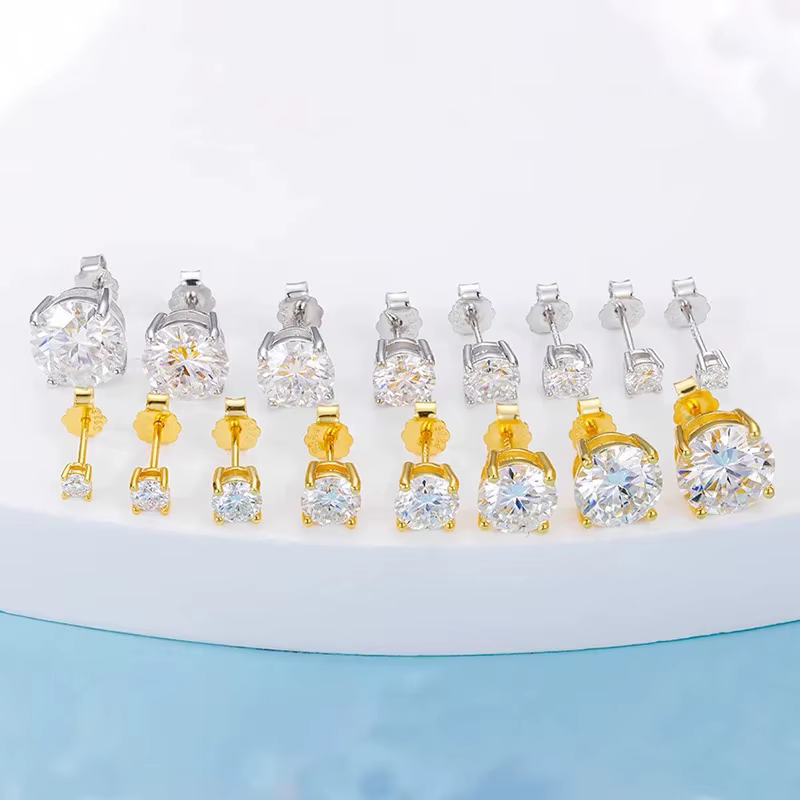 Boucles d'oreilles en diamant Moissanite pour femmes, Test réel 0.1-3CT, plaqué argent platine S925,