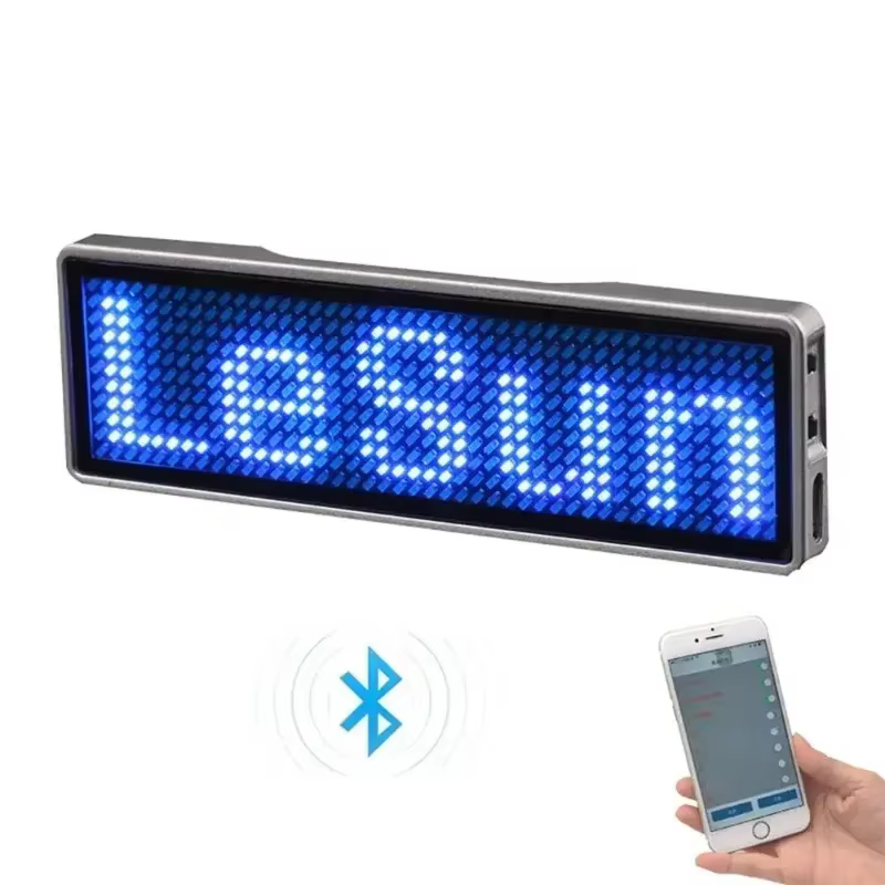 Insigne LED numérique Bluetooth Rechargeable, panneau d'affichage défilant Programmable, Mini affich