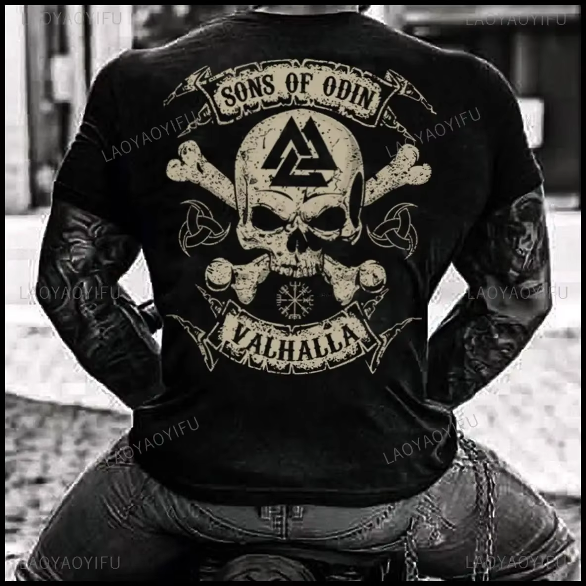 Viking Blood-T-shirt manches courtes pour homme, 100% coton, style légende, rétro, classique, Valhal