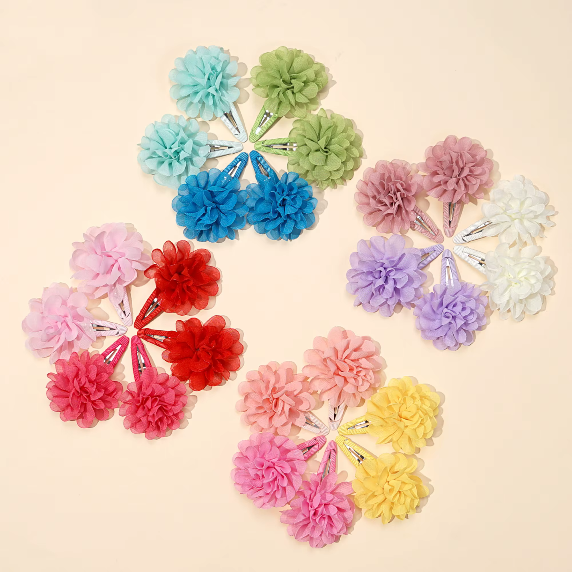 6 pinces à cheveux antidérapantes en forme de fleur en mousseline de soie, accessoires pour cheveux