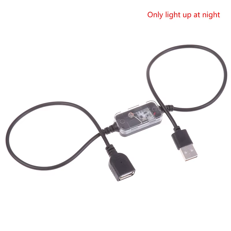 Le capteur de lumière DC3.7V-24V 5A s'allume automatiquement pendant jour/nuit, câble USB intérieur,