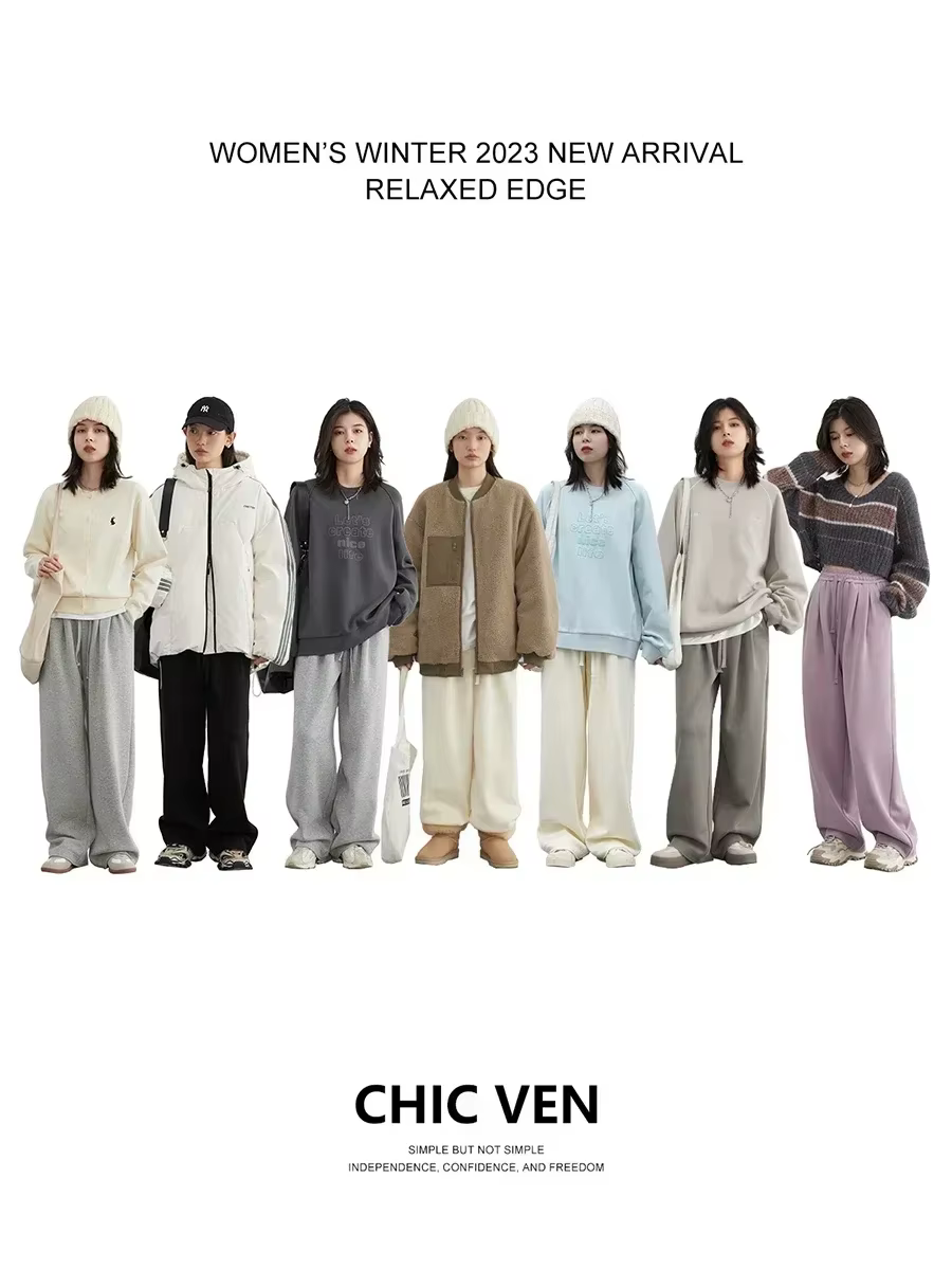 CHIC VEN pantalon femme Streetwear solide ample nouveau cordon sport pantalon décontracté taille hau