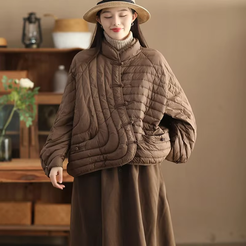 Veste en duvet de canard blanc ultraléger pour femme, manteau vintage, vêtements d'extérieur décontr