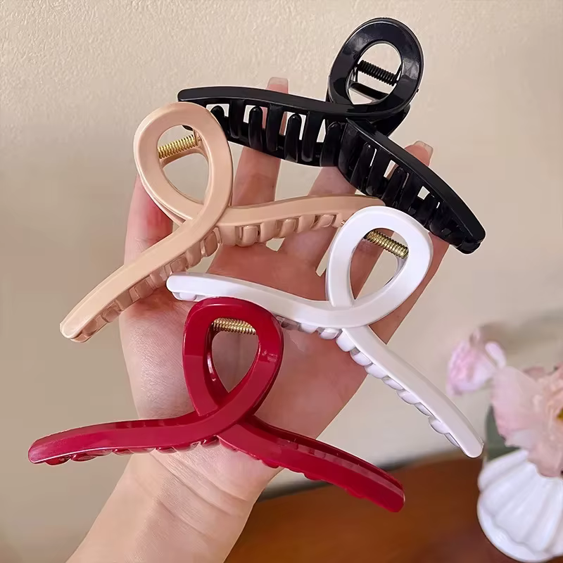 Pinces à cheveux en Silicone souple pour femmes, grande croix sûre de 13cm, haute élasticité, poigné