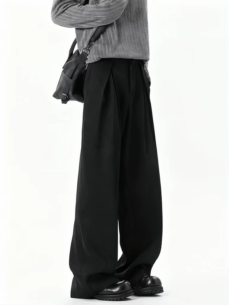 Pantalon décontracté streetwear à jambe large pour homme, style Harajuku, coupe évasée, noir, de hau