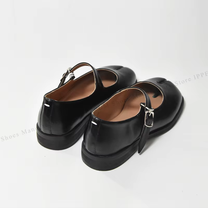 Chaussures Tabi IPPEUM, ballerines bordeaux à bout fendu, grandes tailles 44, mocassins en cuir marr
