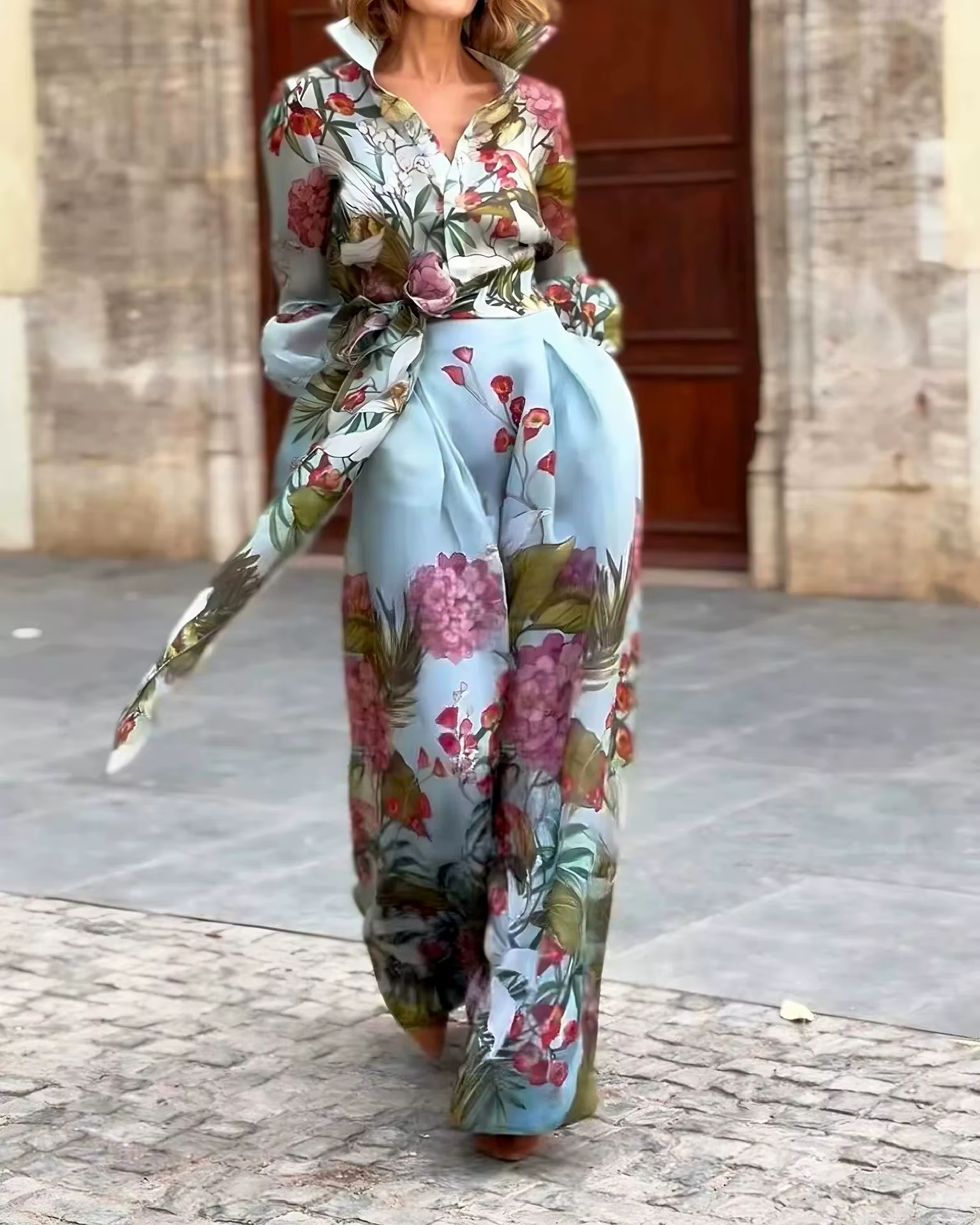 Nouveau style d'automne et d'hiver, style de vacances élégant et romantique, ensemble deux pièces de
