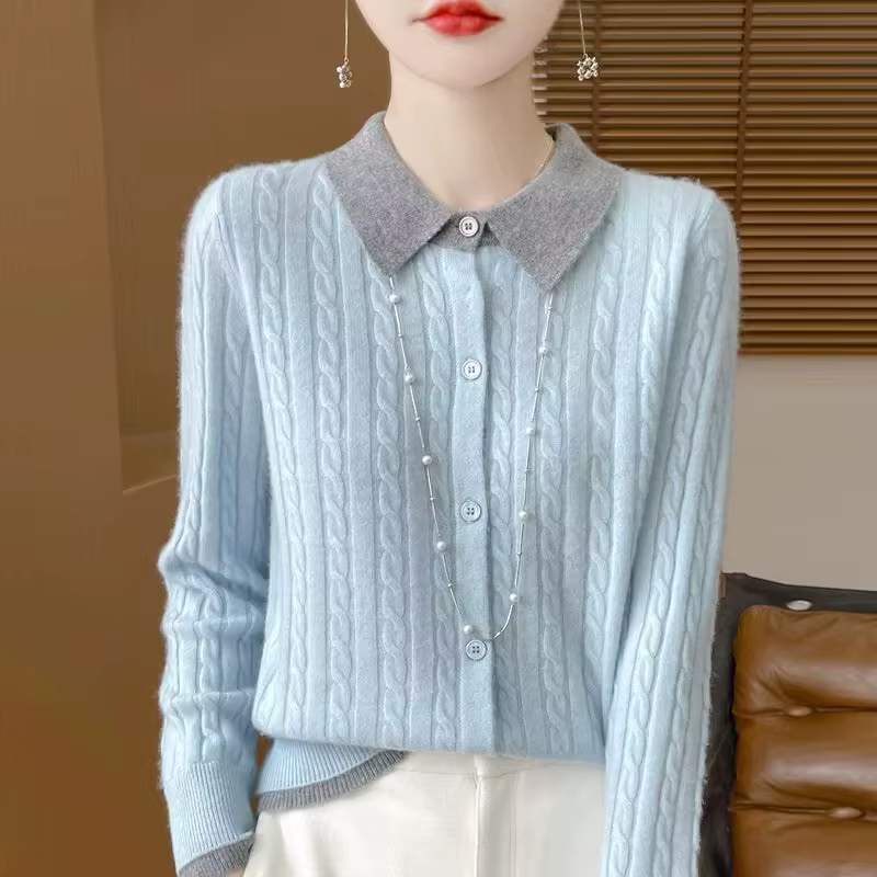 Pull en cachemire pour femme, gilet en laine, veste à revers, camel, tout neuf, automne et hiver, XX