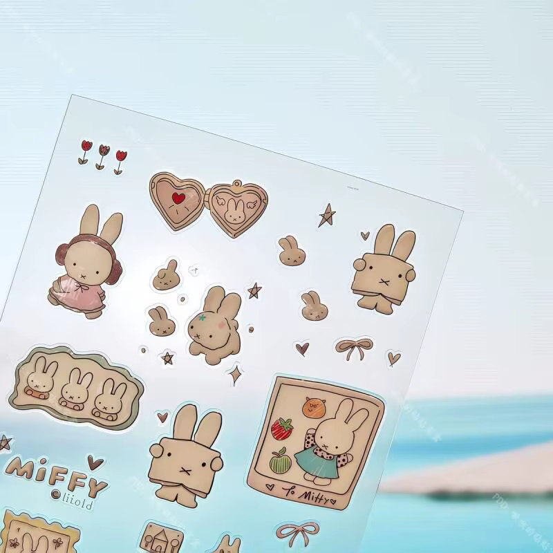 Miffy – autocollants pour ongles 3D, mignons, Kawaii, caméra en verre, décoration, impression Anime,
