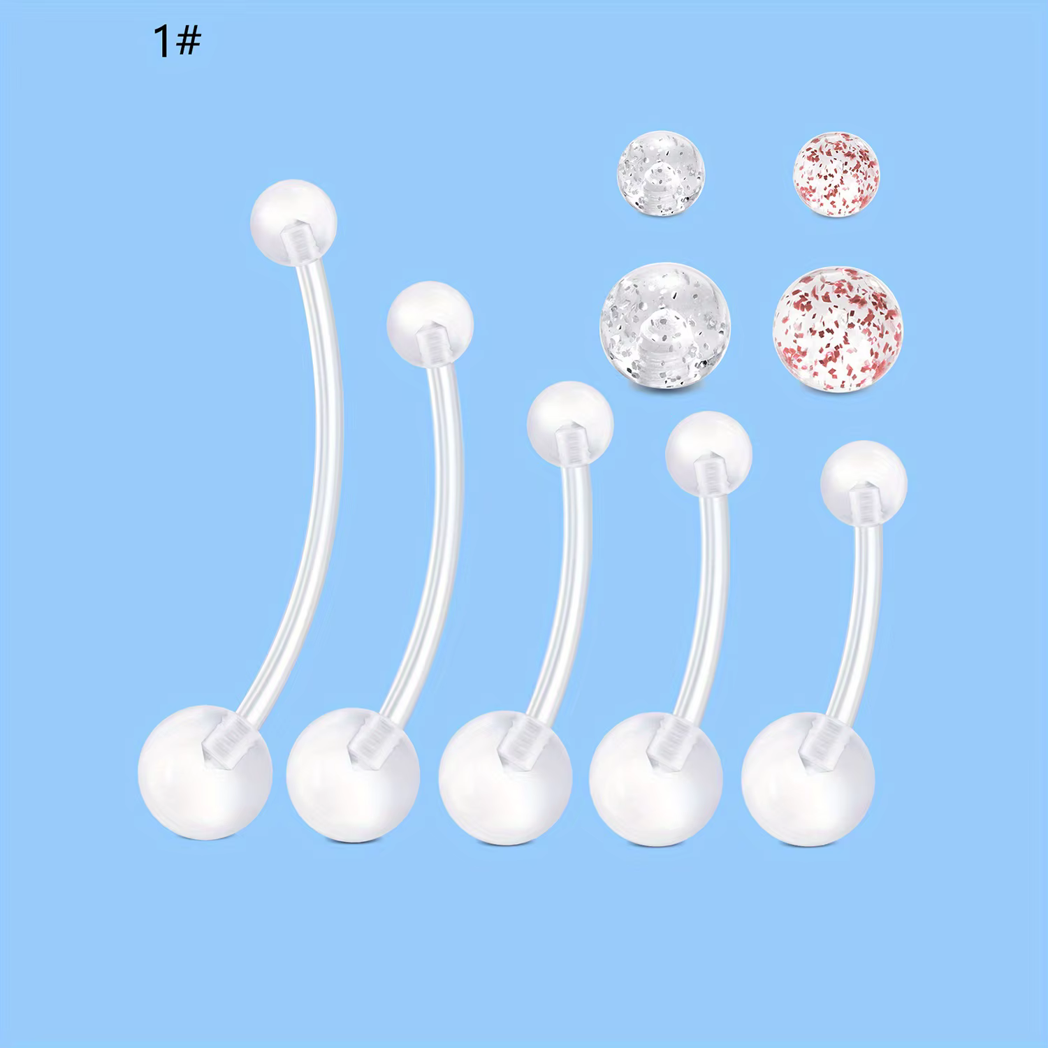 Ensemble de bijoux de perçage de ventre de maternité, anneaux de nombril transparents flexibles avec