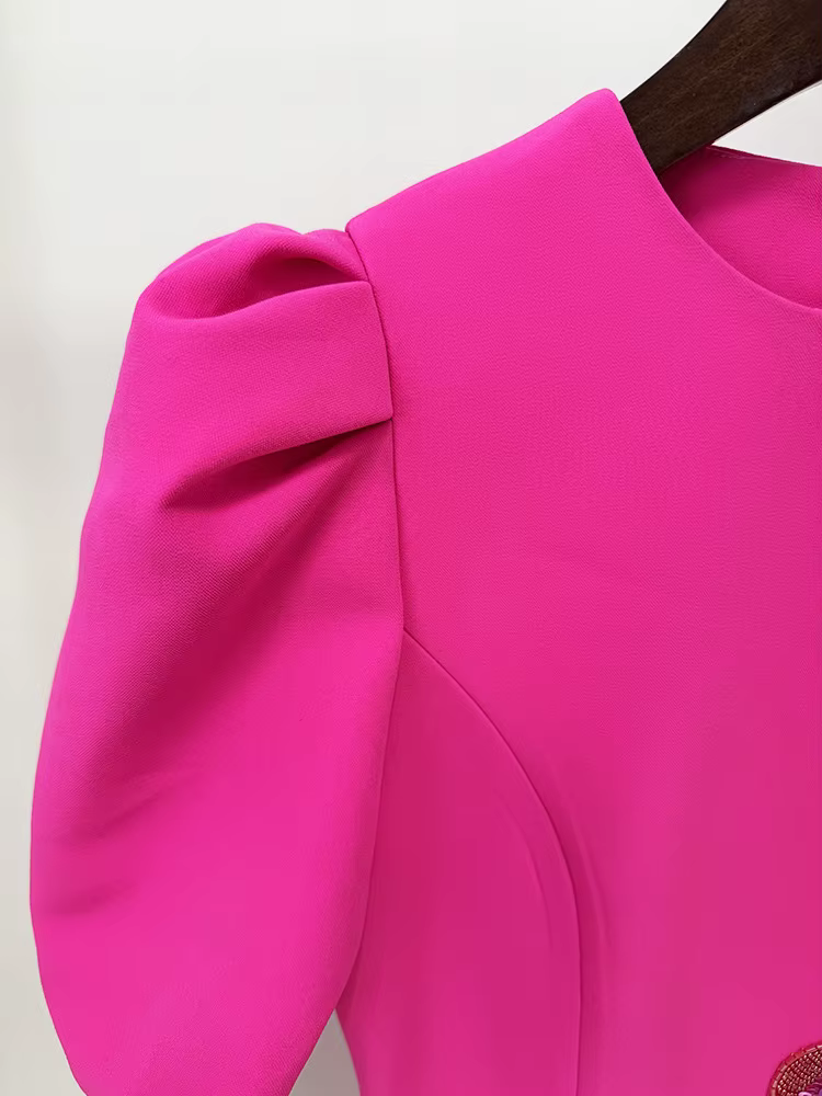 HIGH STREET Nouveauté 2026 Robe midi à manches courtes pour femme, de créateur, ornée de perles et d