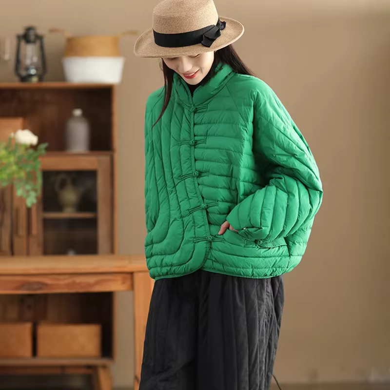 Veste en duvet de canard blanc ultraléger pour femme, manteau vintage, vêtements d'extérieur décontr