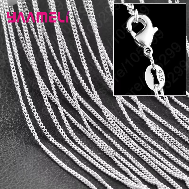 Chaîne à maillons en argent Sterling 925 pur, bijoux de collier avec fermoirs à homard lisses et sol