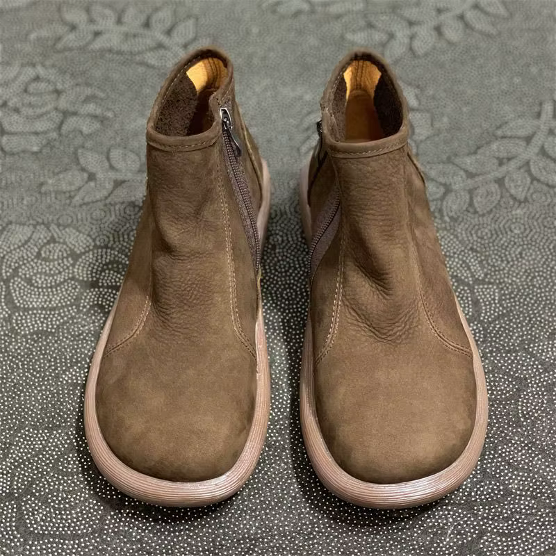 Bottes Chelsea à bout large pour hommes, chaussures d'automne et d'hiver en cuir de vache, montantes
