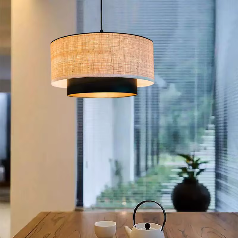 Margin-Lampe suspendue en tissu de lin, design chinois, style bohème, luminaire décoratif d'intérieu