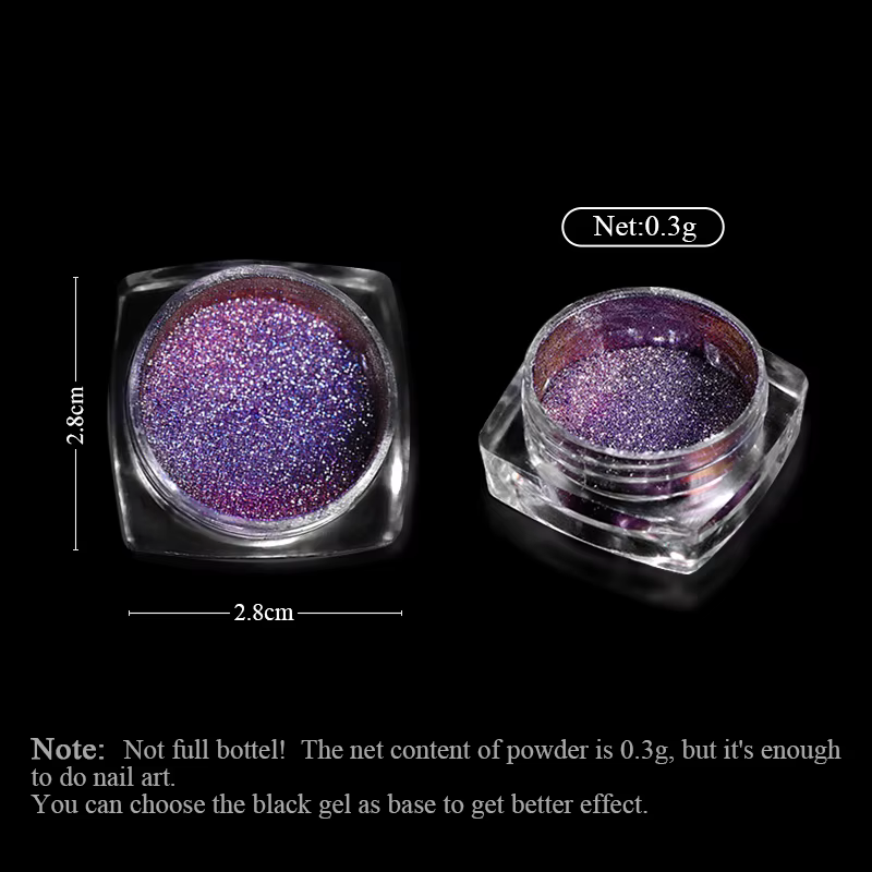 Poudre à ongles magnétique réfléchissante caméléon paillettes poussière métallique Nail Art Chrome b