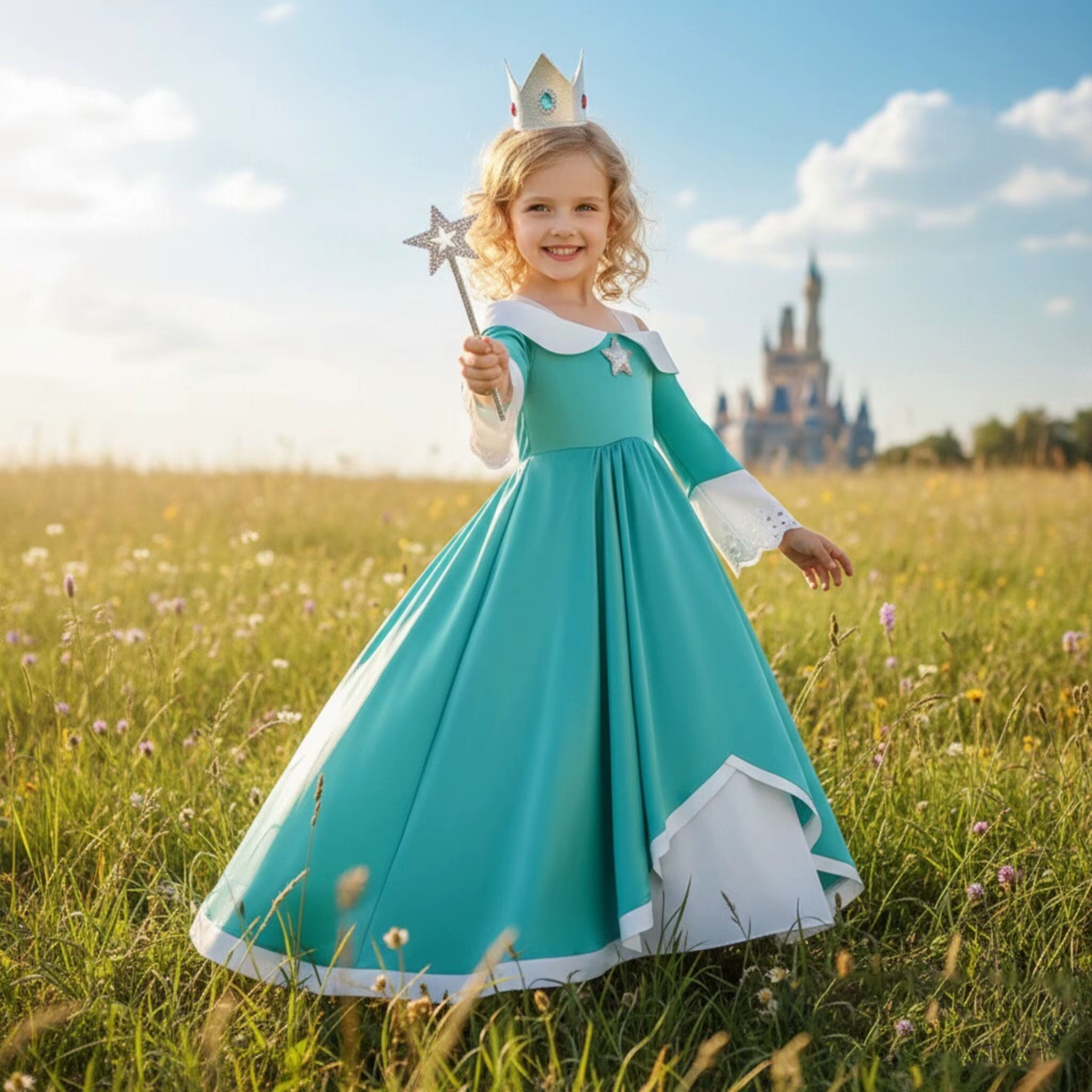 Costume de princesse pêche 2026 pour filles, inspiré des films, des animés et des jeux, pour enfants