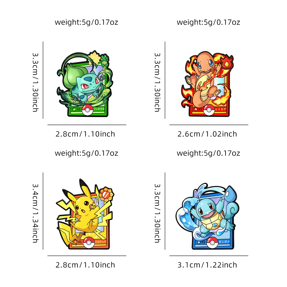 4 épingles en émail Charmander de dessin animé, broches en métal, badges de revers pour sacs à dos,