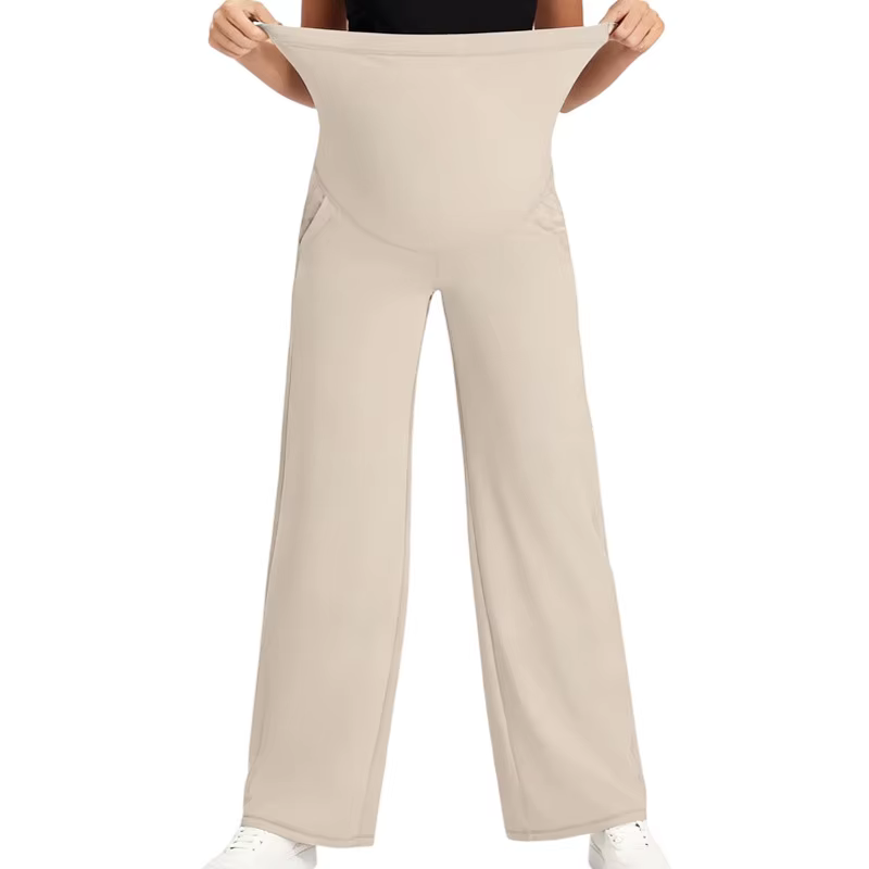 Nouveau pantalon de maternité pour femmes, couleur unie, jambes larges, taille haute, ample, décontr