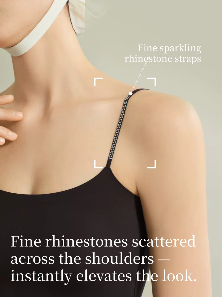 SUJIIN Débardeurs Cami d'été sans coutures à bretelles ornées de strass pour femmes 2026 – Camisole 
