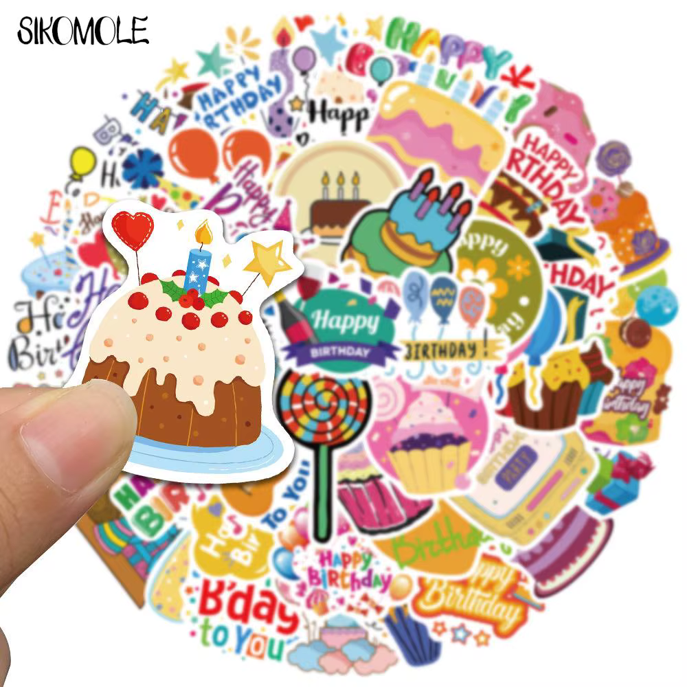 10/30/50pcs Dessin animé Mignon Joyeux anniversaire! Graffiti autocollants Kawaii jouet bricolage en