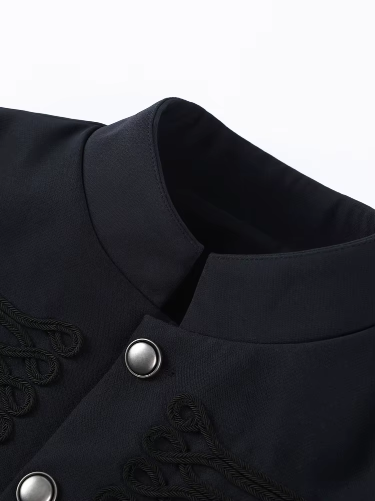 Veste Courte Vintage Napoléon pour Femme, Col Montant, Manches Longues, Simple Boutonnage, Coupe Sli